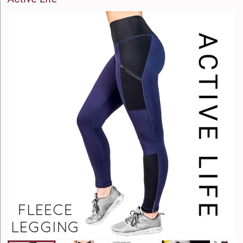Active Life Black and Navy Colorblock High-Waist Track Leggings